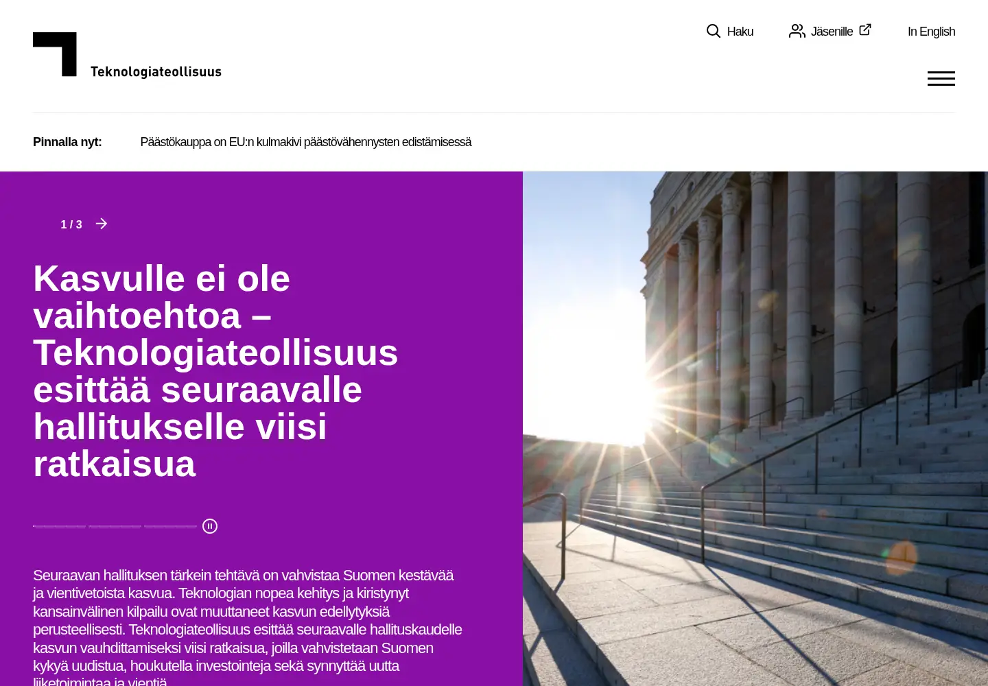 Screenshot of teknologiateollisuus.fi