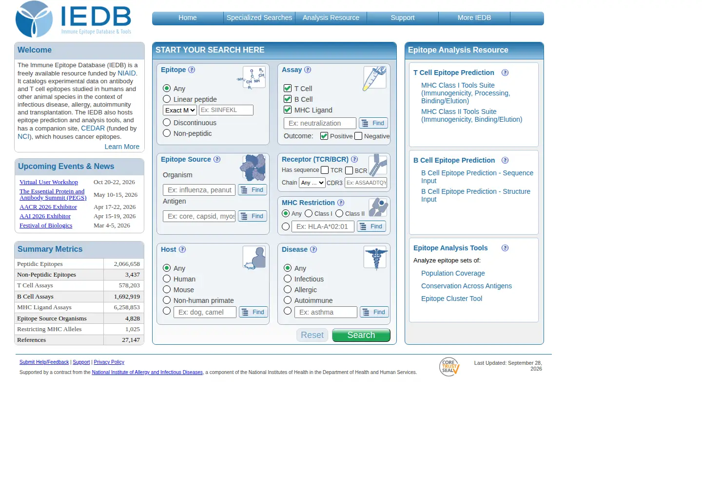 Screenshot of iedb.org