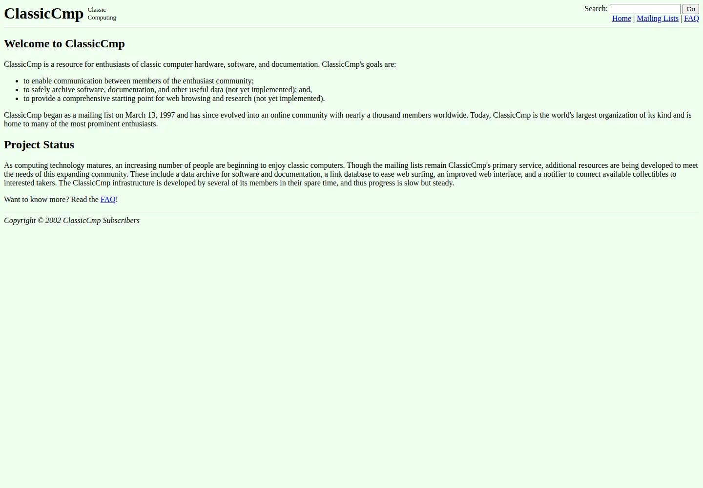 Screenshot of classiccmp.org