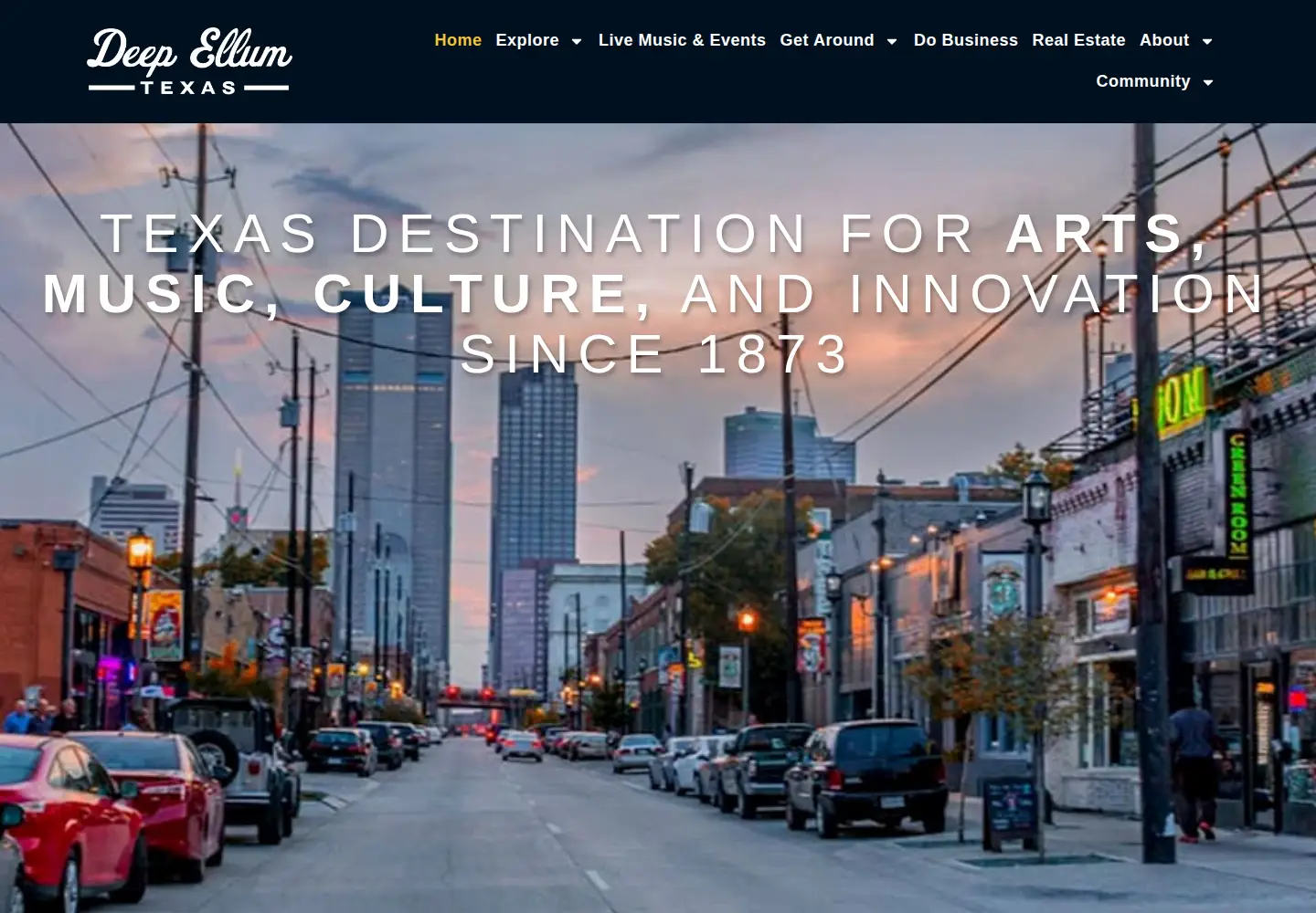 Screenshot of deepellumtexas.com