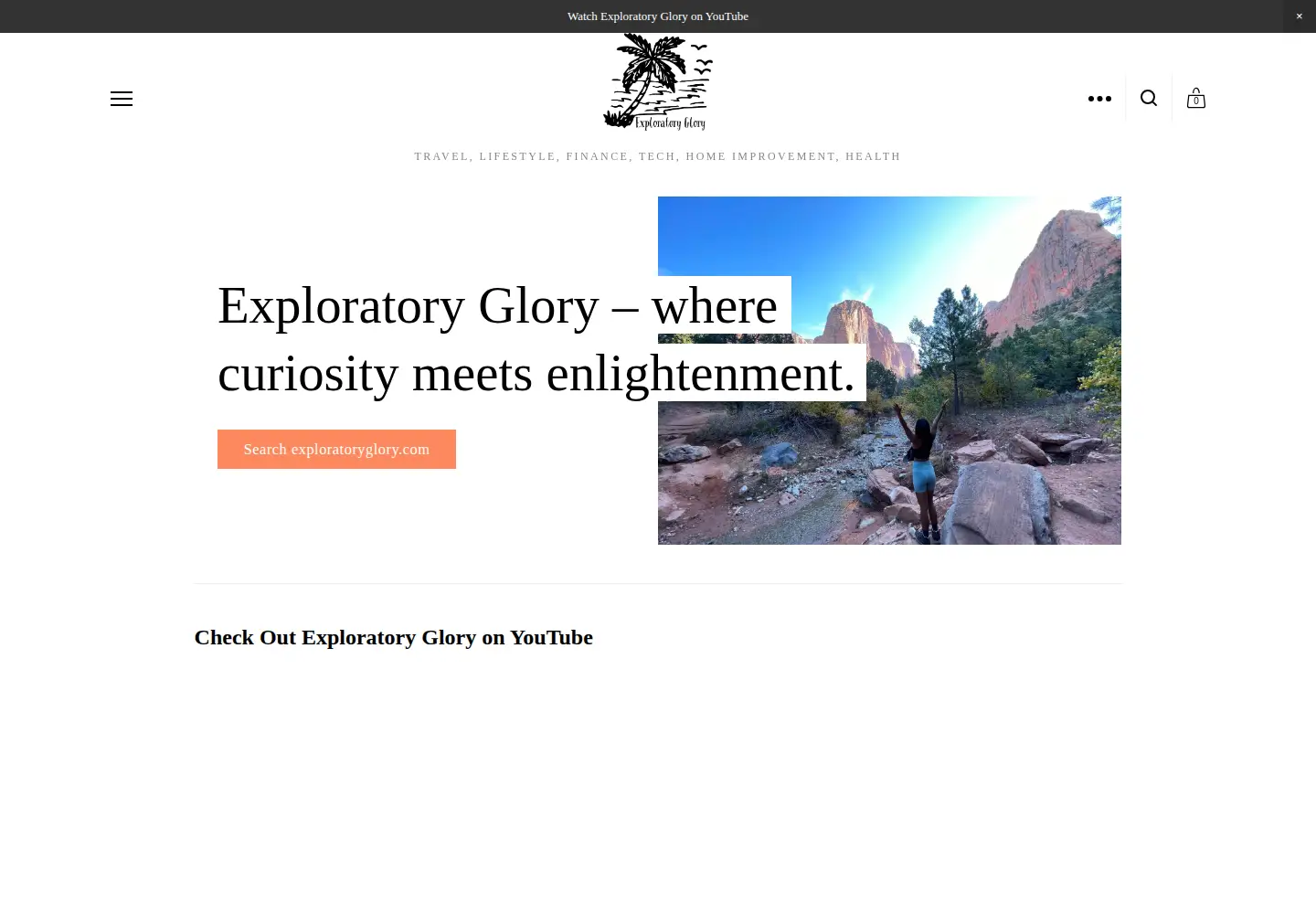Screenshot of exploratoryglory.com
