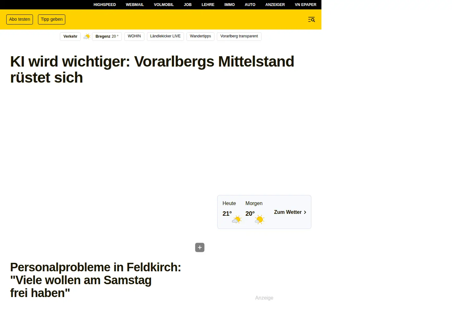 Screenshot of vol.at