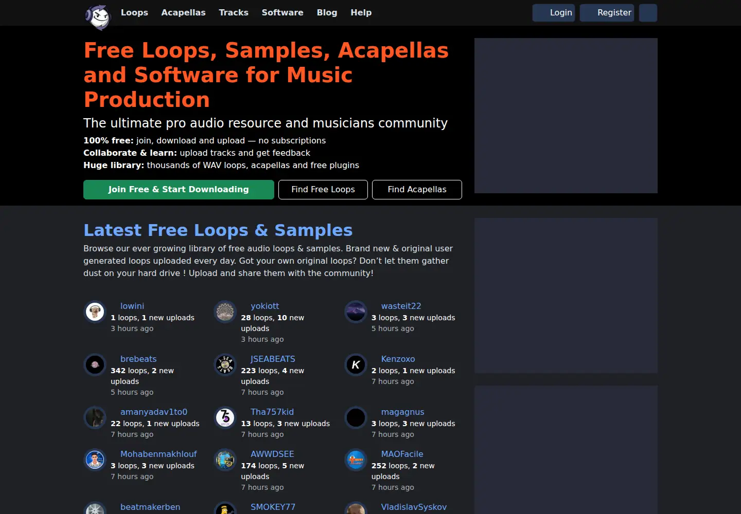 Screenshot of looperman.com