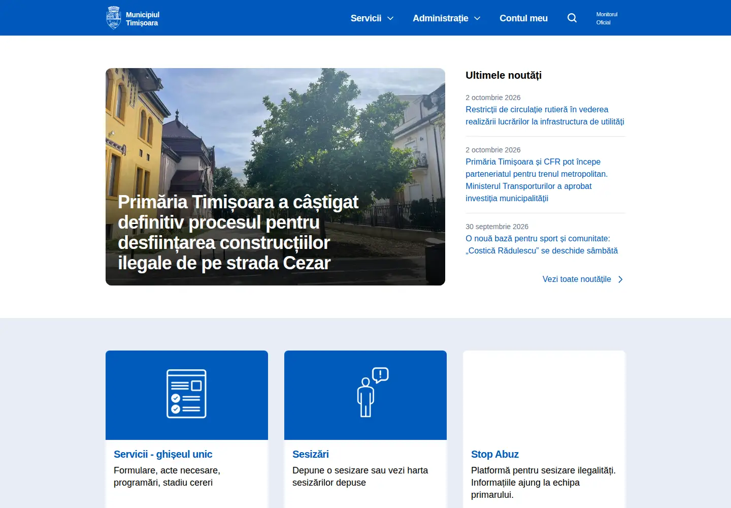 Screenshot of primariatm.ro