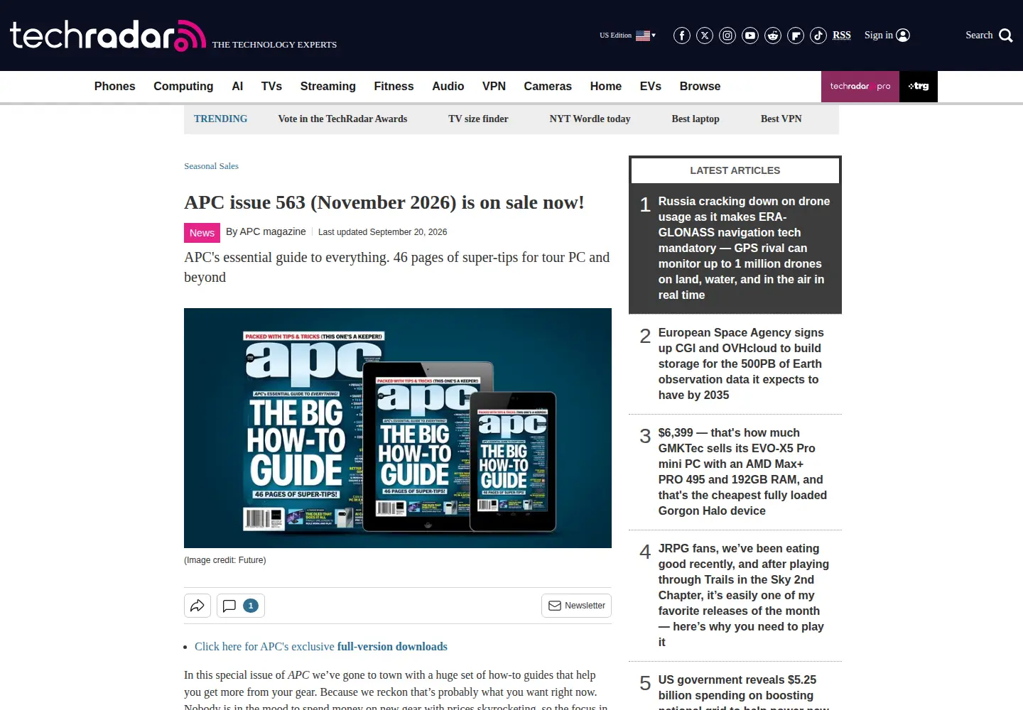 Screenshot of apcmag.com