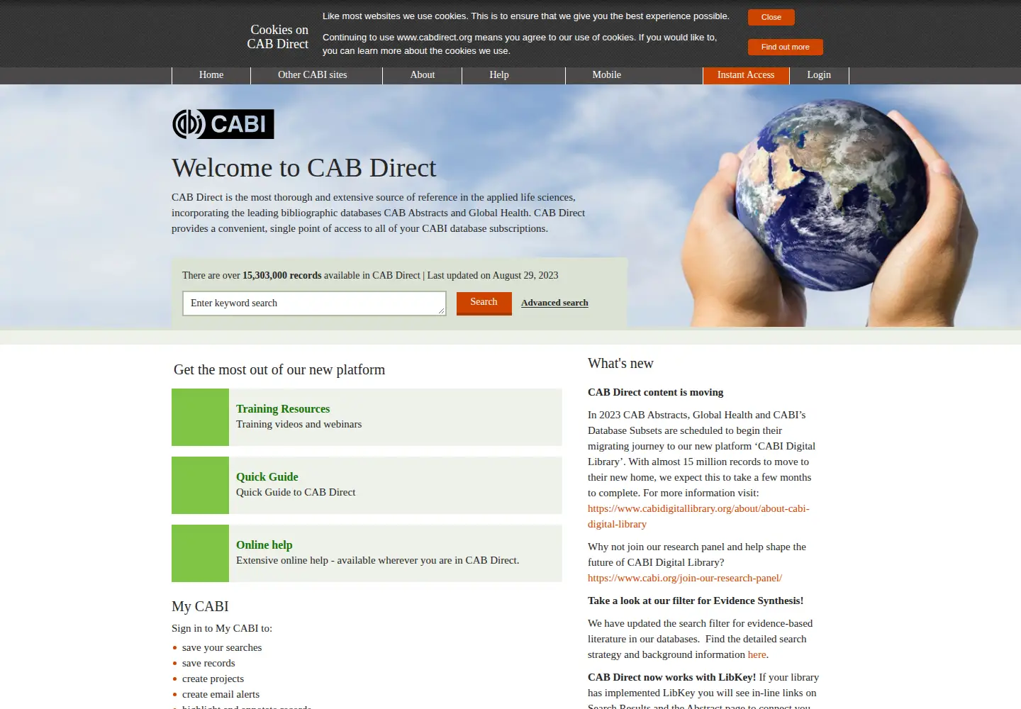 Screenshot of cabdirect.org