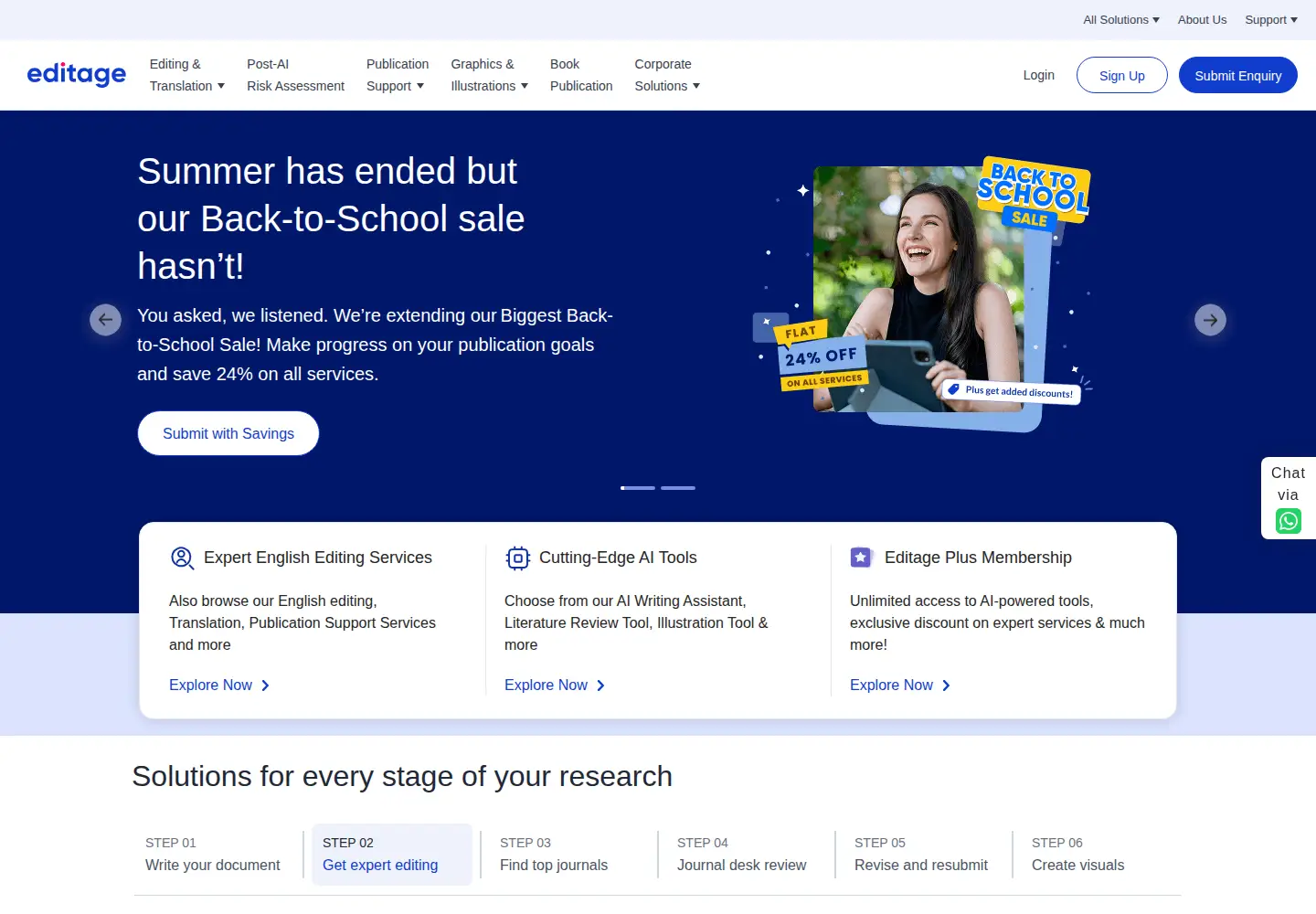 Screenshot of editage.com