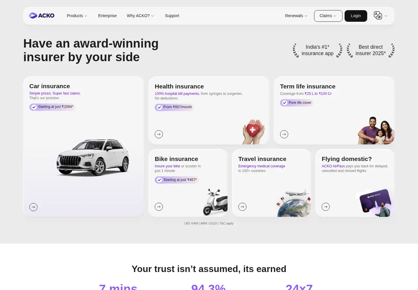 Screenshot of acko.com