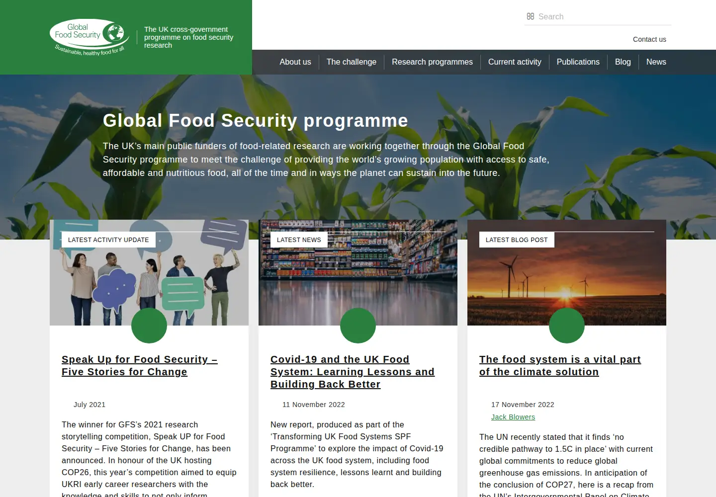 Screenshot of foodsecurity.ac.uk
