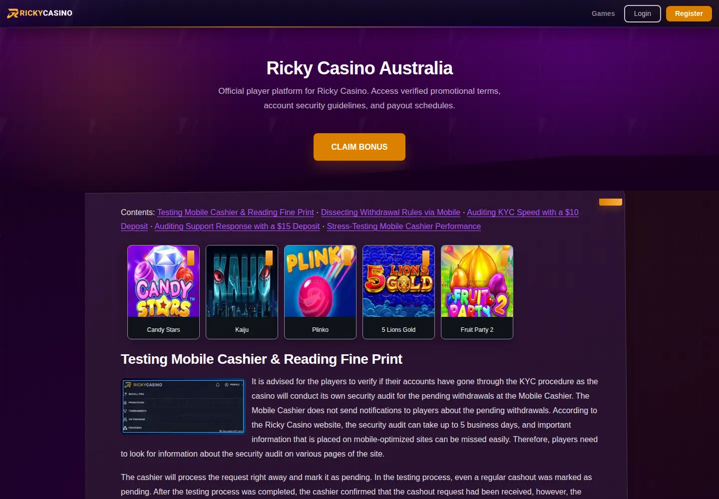 Screenshot of rickycasino3.com