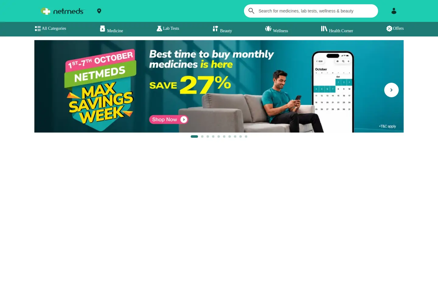 Screenshot of netmeds.com
