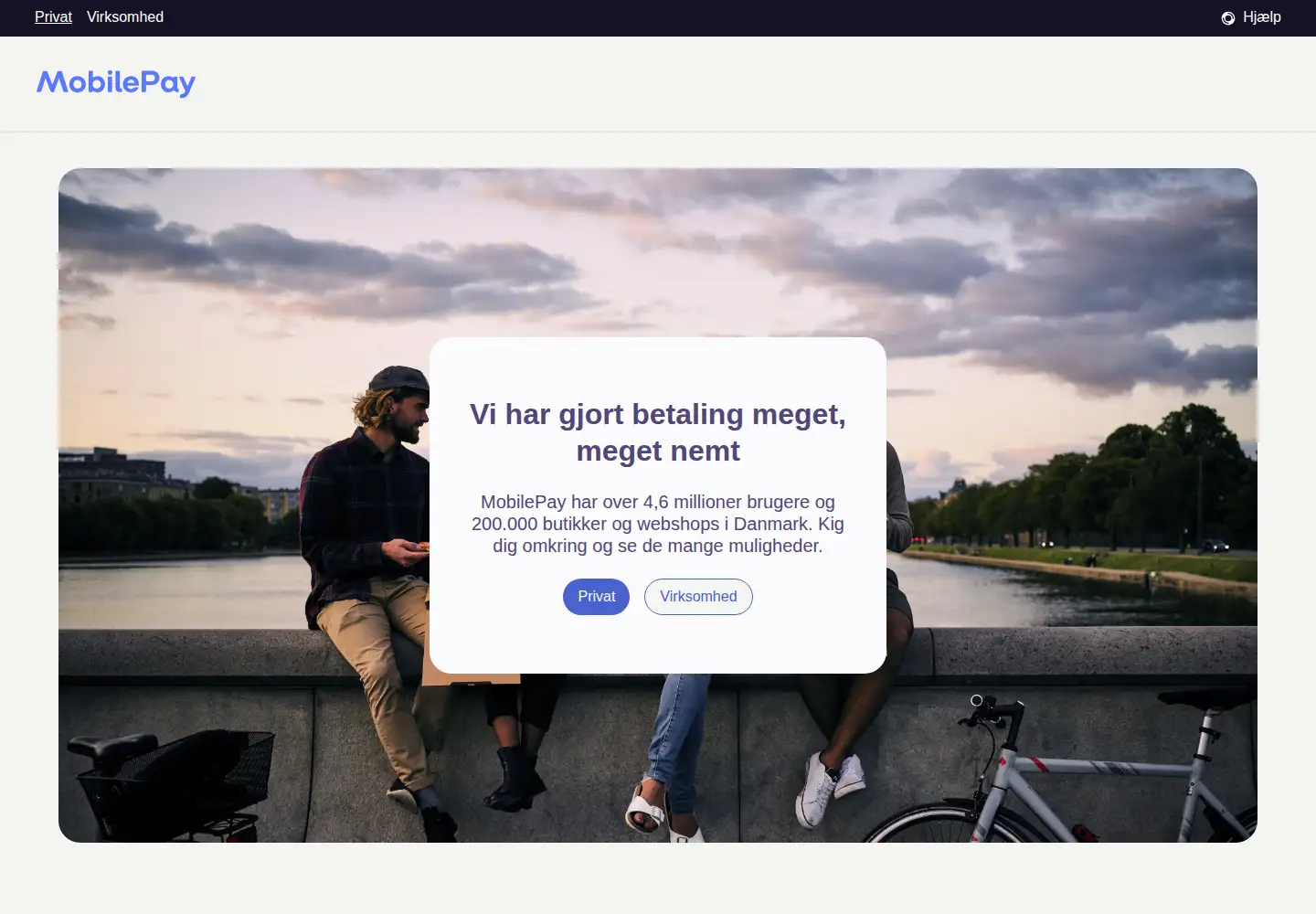 Screenshot of mobilepay.dk
