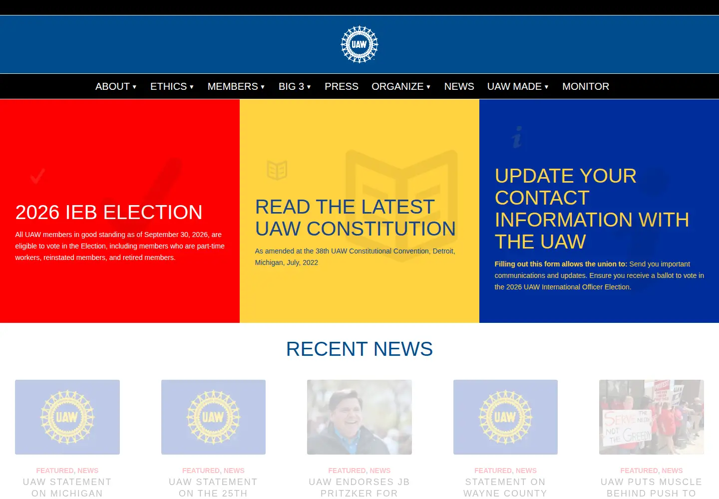 Screenshot of uaw.org