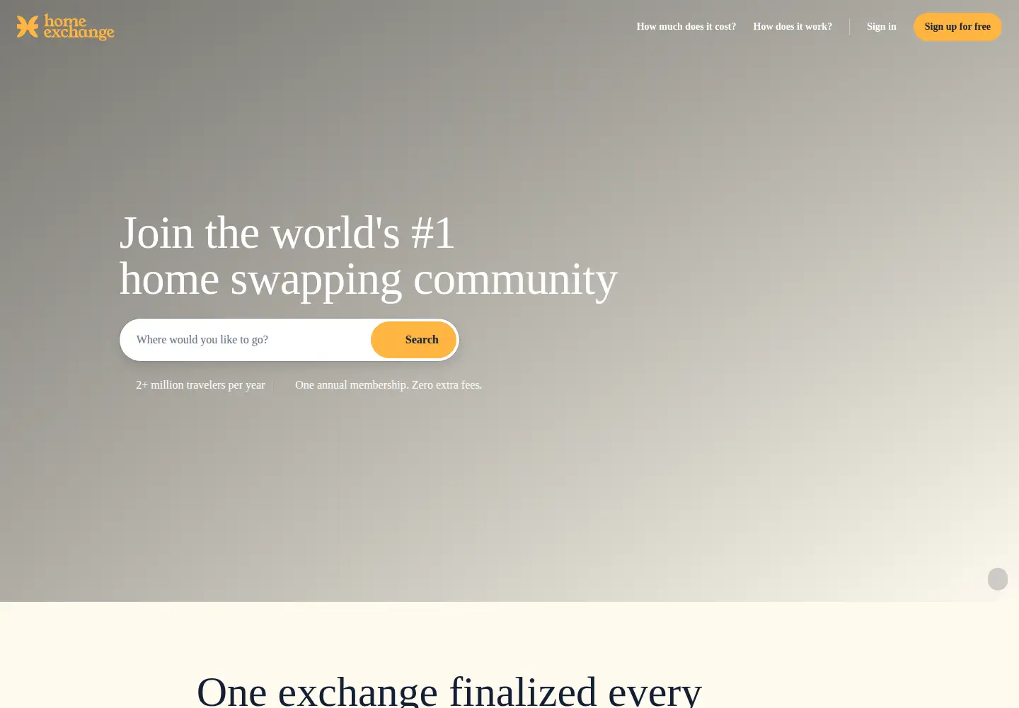Screenshot of homeexchange.com