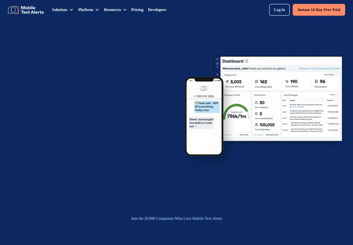 Screenshot of mobile-text-alerts.com