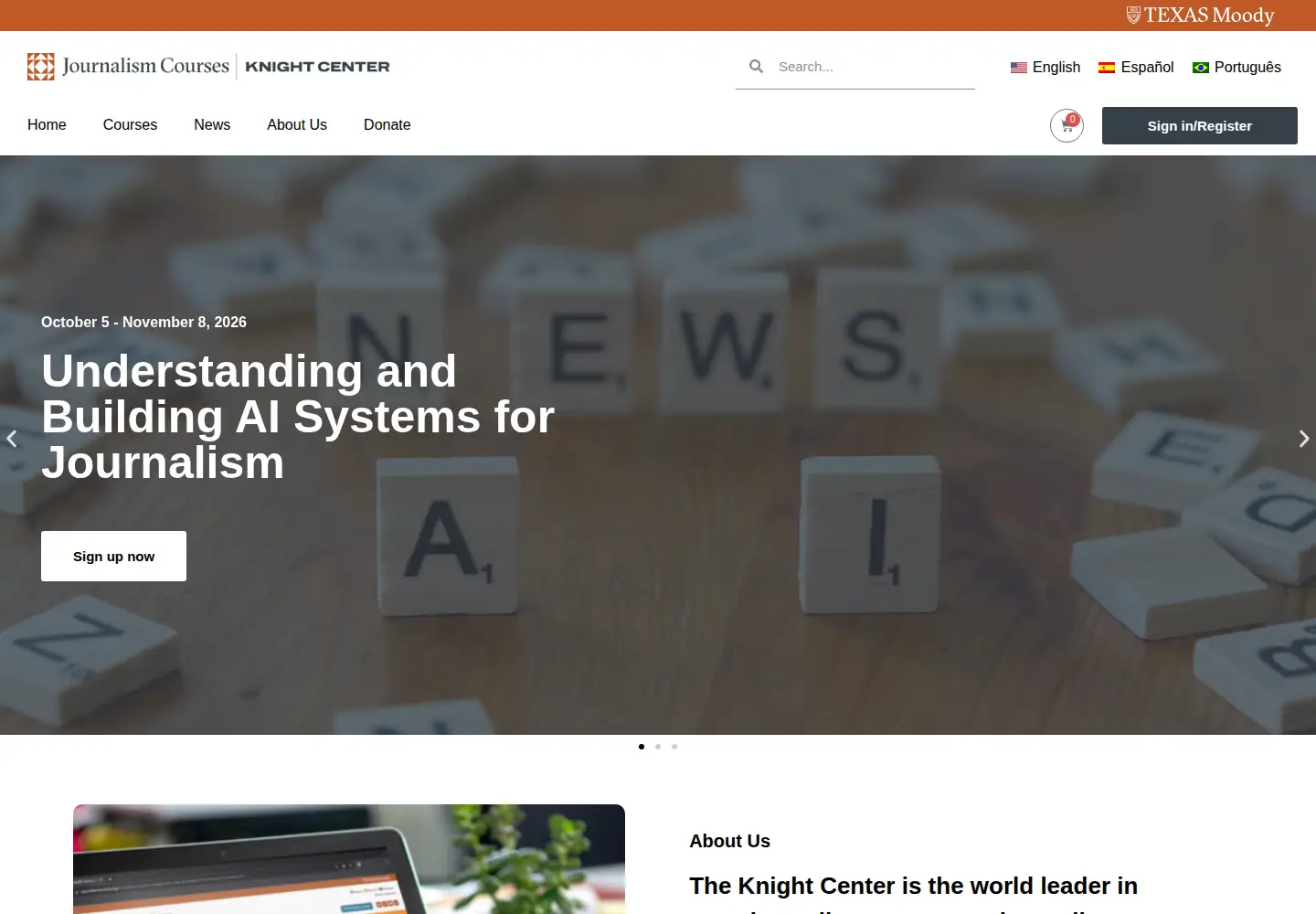 Screenshot of journalismcourses.org