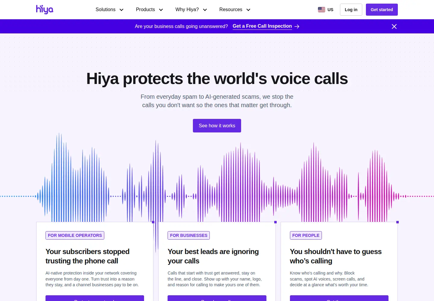 Screenshot of hiya.com