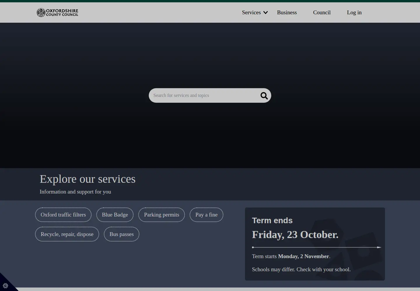 Screenshot of oxfordshire.gov.uk