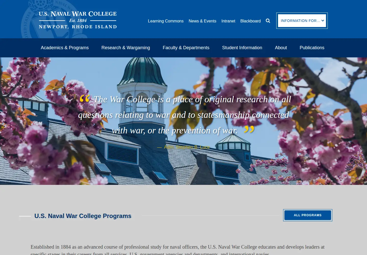 Screenshot of usnwc.edu