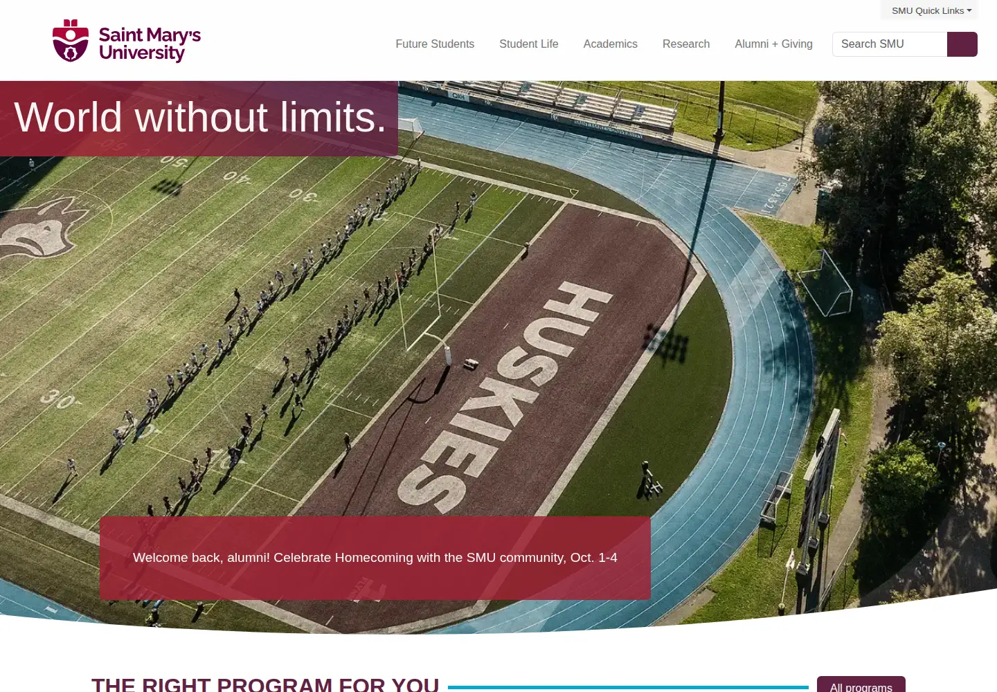 Screenshot of smu.ca