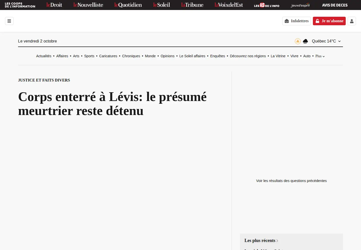 Screenshot of lesoleil.com