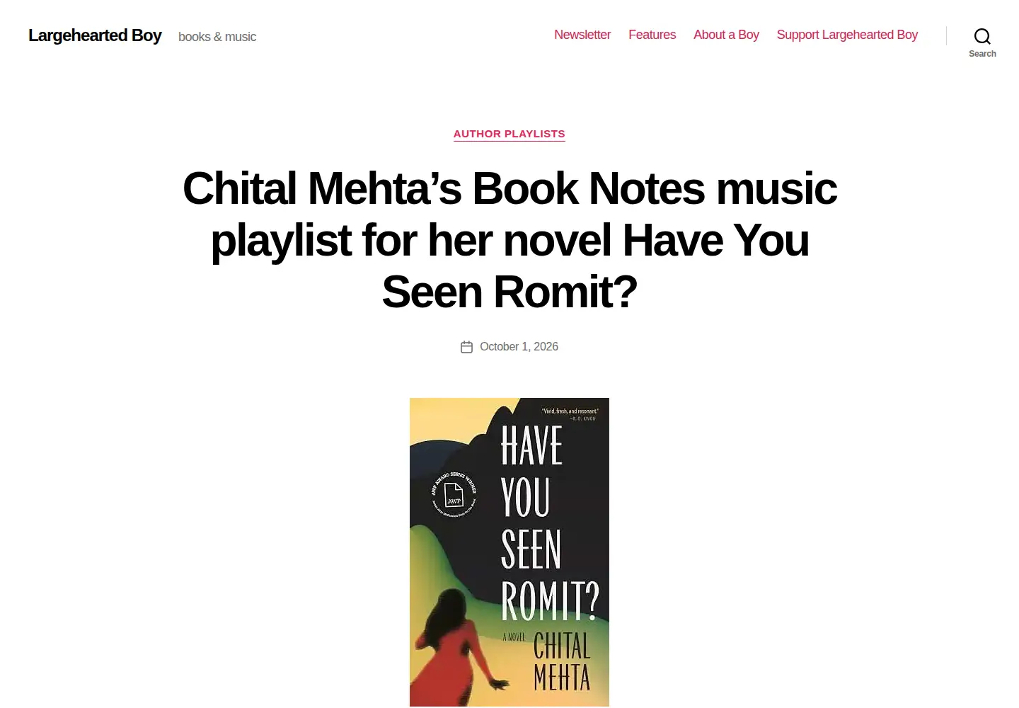 Screenshot of largeheartedboy.com