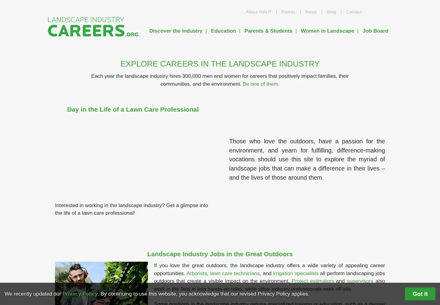 Screenshot of landscapeindustrycareers.org