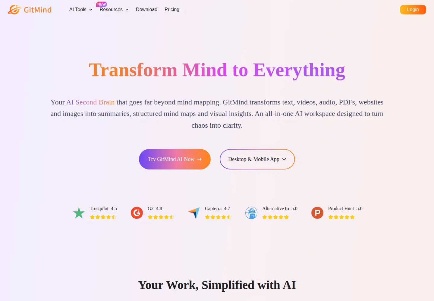 Screenshot of gitmind.com