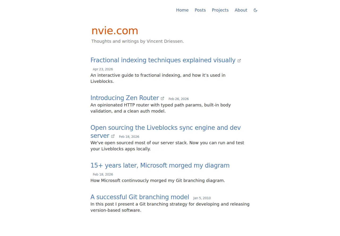 Screenshot of nvie.com