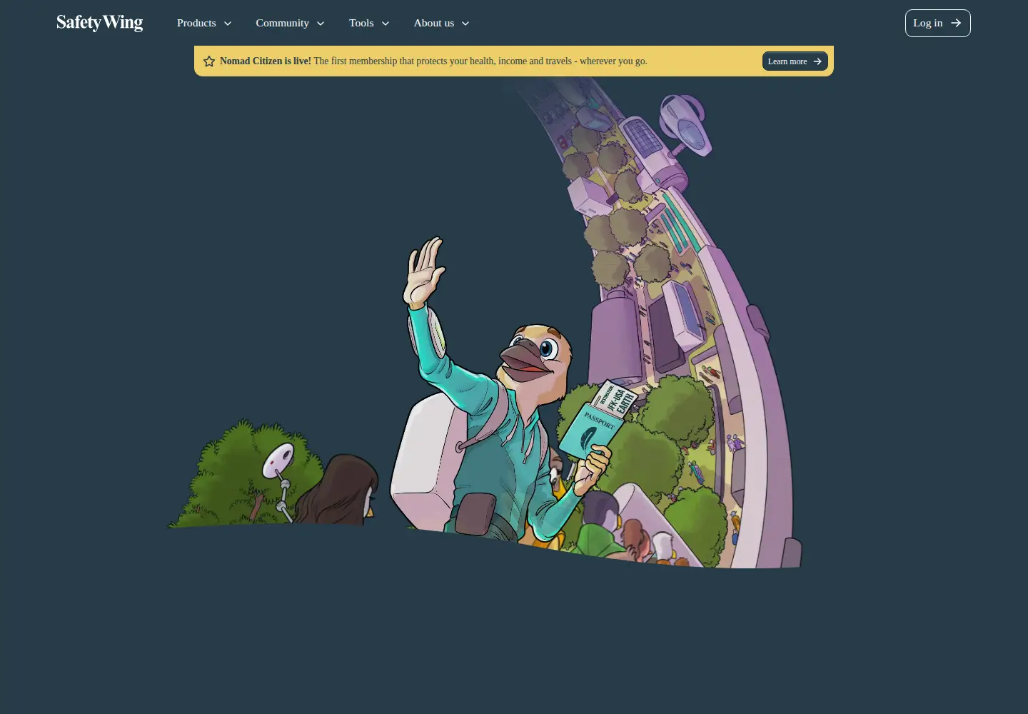 Screenshot of safetywing.com