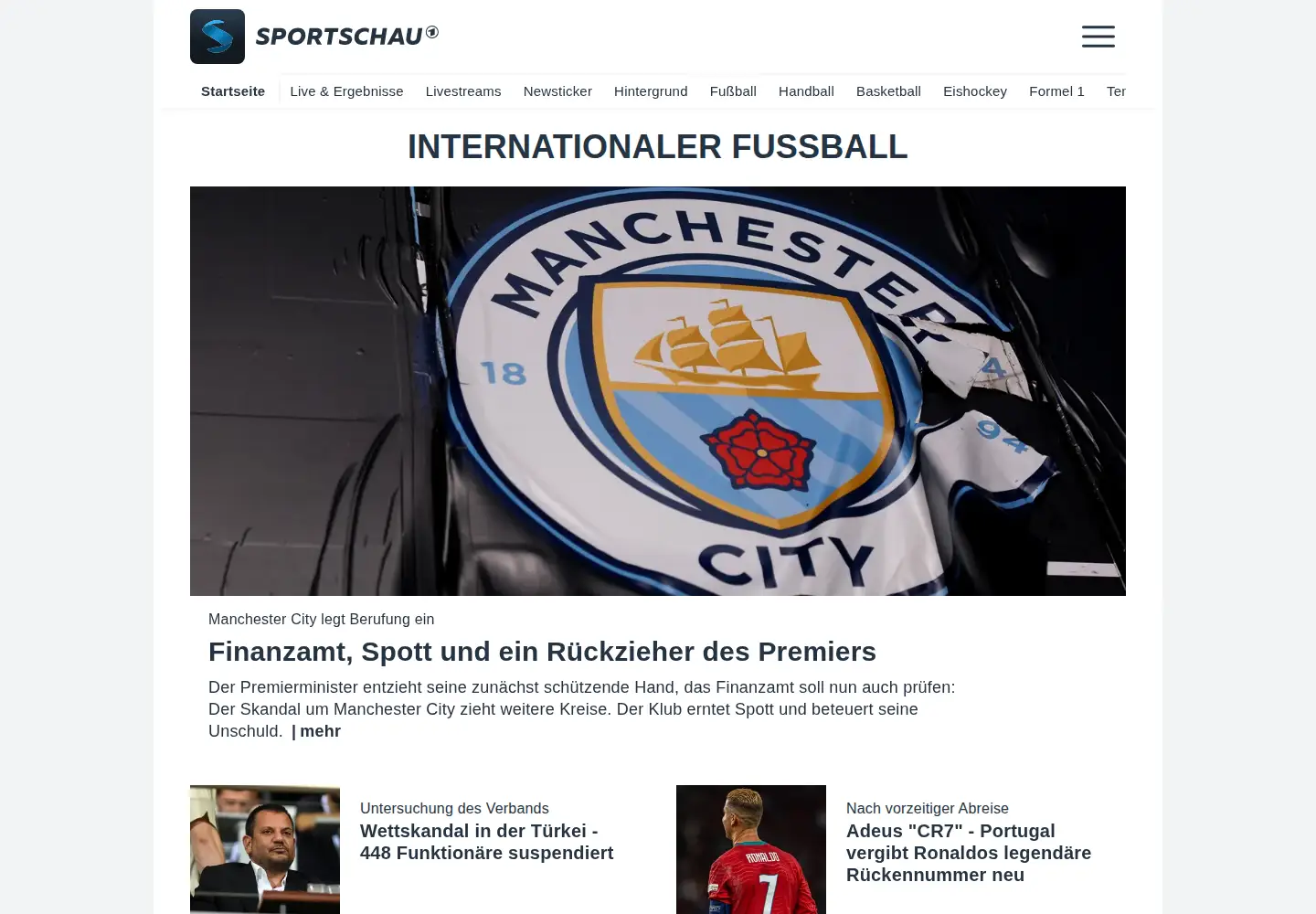 Screenshot of sportschau.de