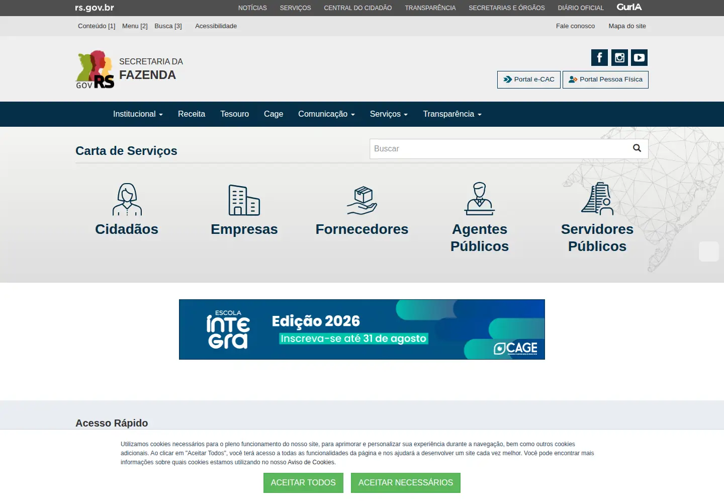 Screenshot of sefaz.rs.gov.br