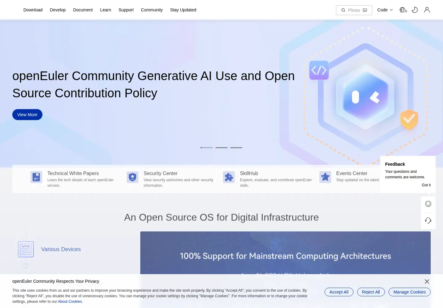 Screenshot of openeuler.org