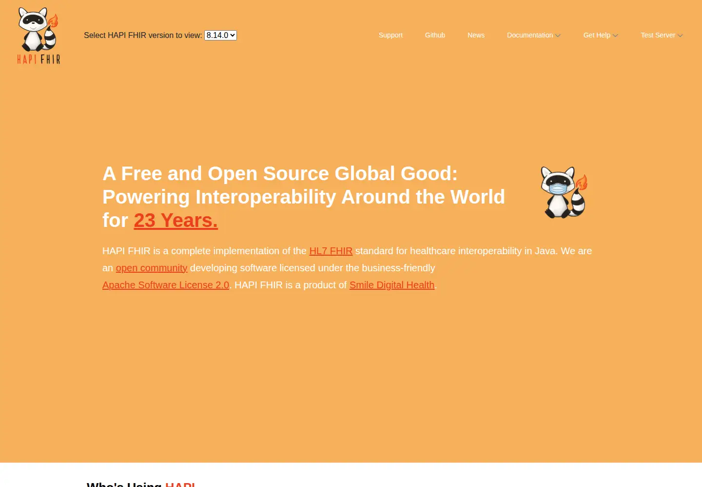 Screenshot of hapifhir.io
