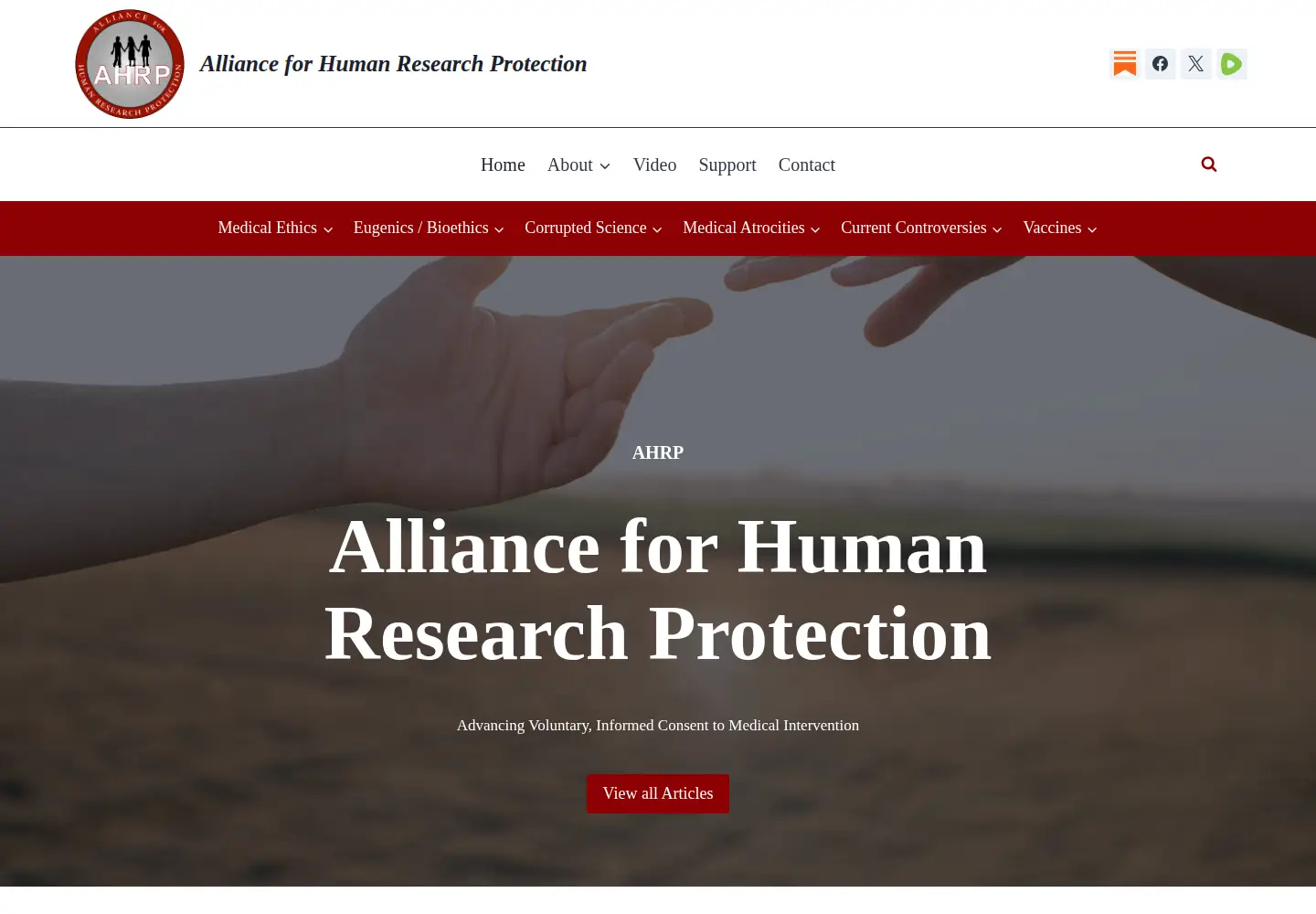 Captured homepage of ahrp.org in the current scan