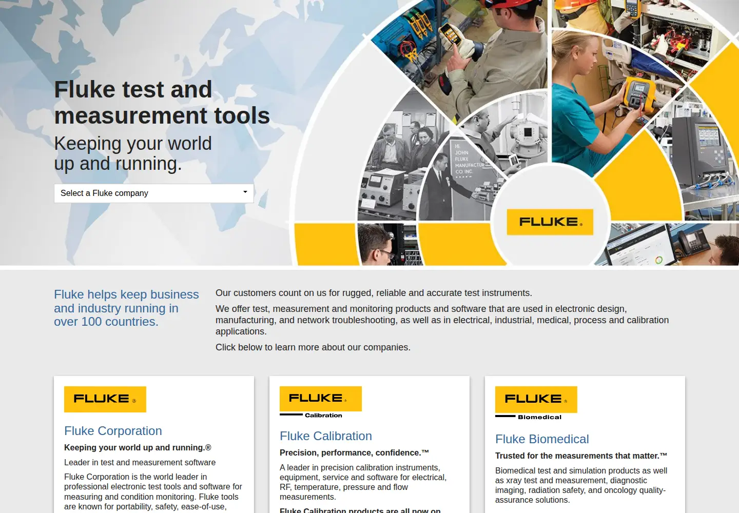 Screenshot of fluke.com