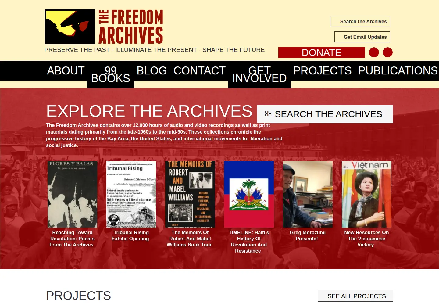 Screenshot of freedomarchives.org