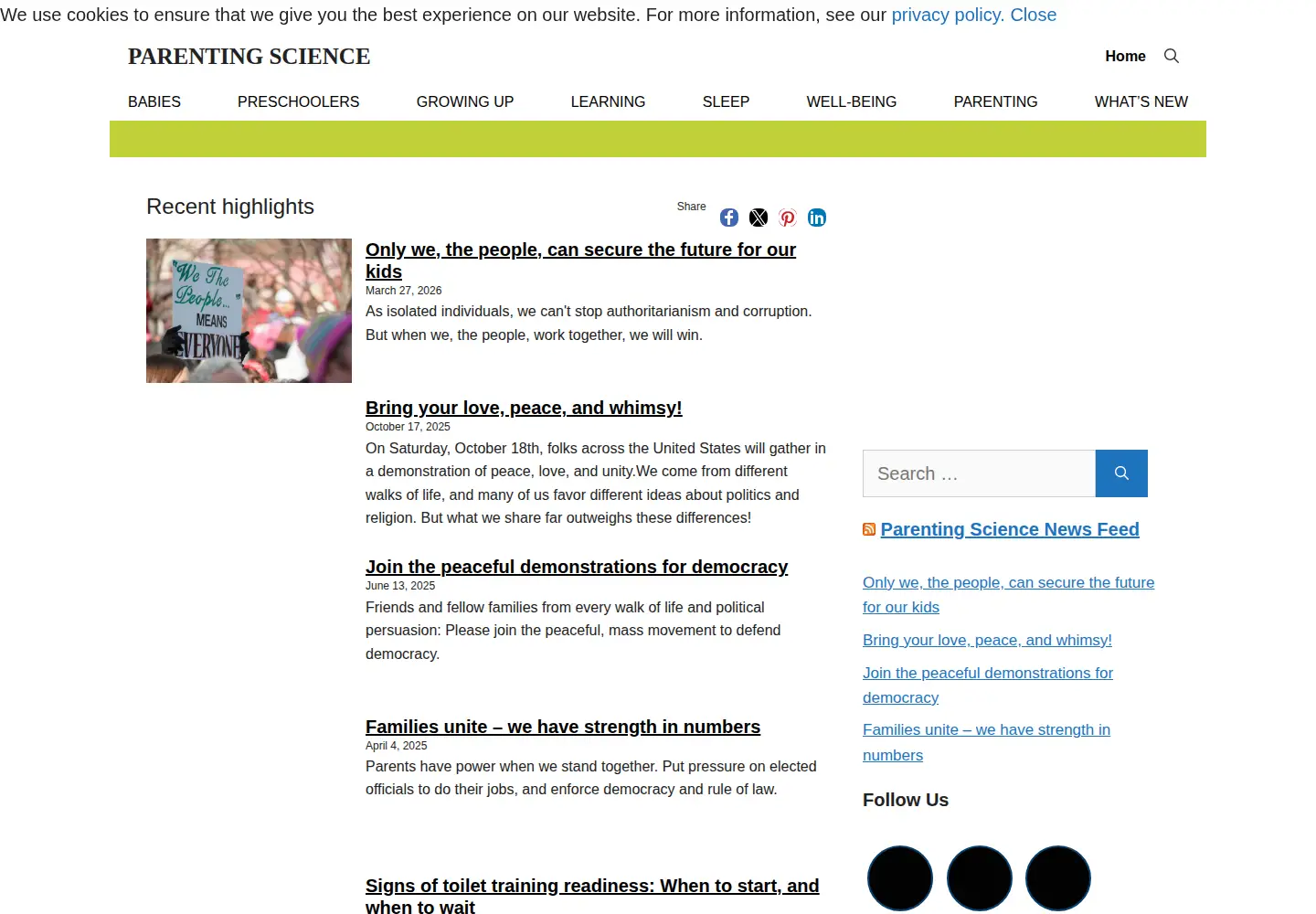 Screenshot of parentingscience.com