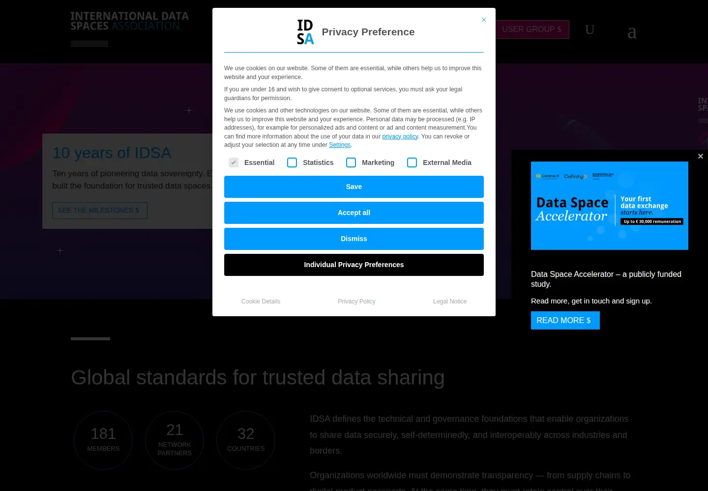Screenshot of internationaldataspaces.org