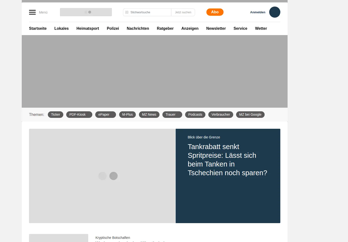 Screenshot of mittelbayerische.de