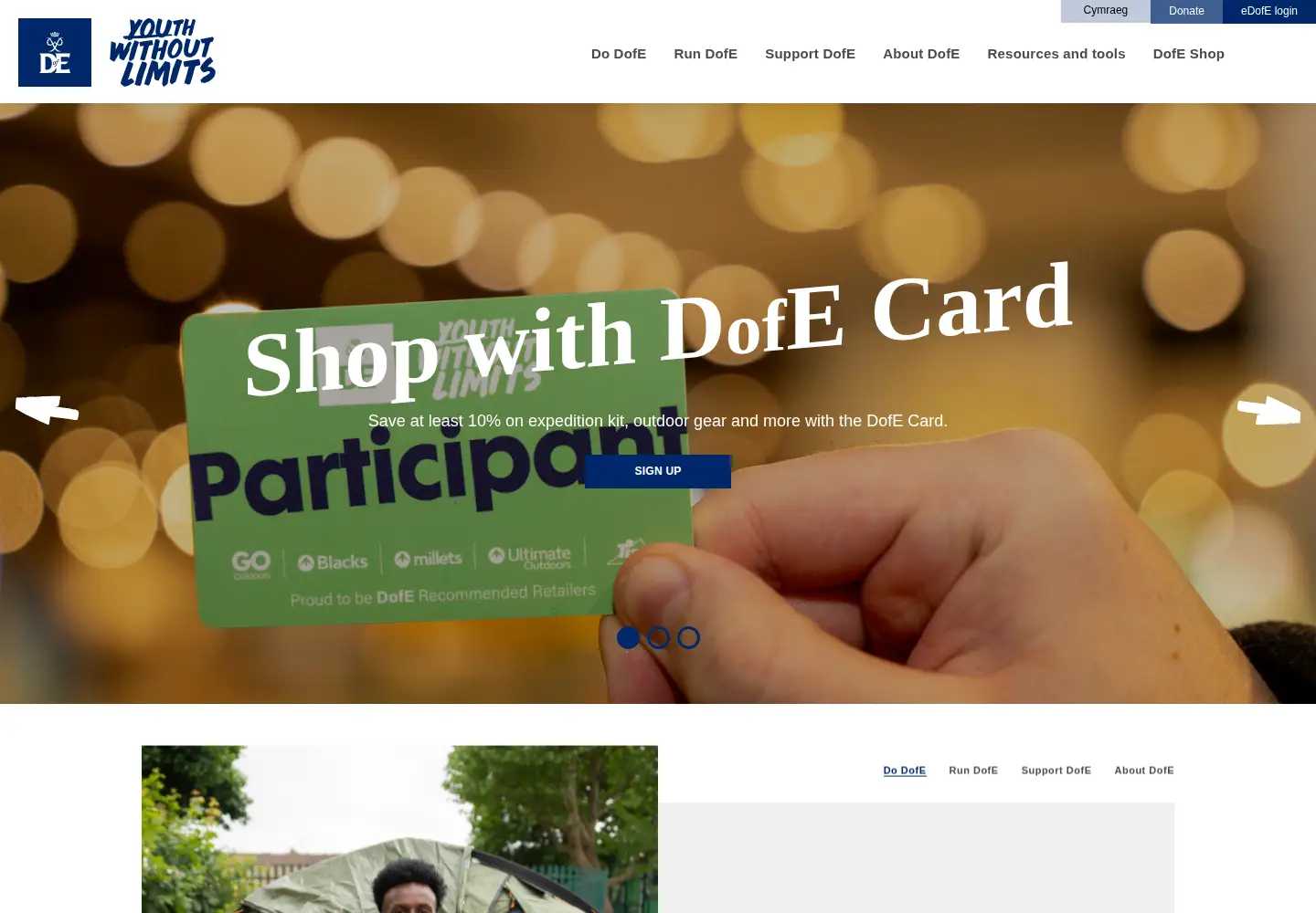 Screenshot of dofe.org