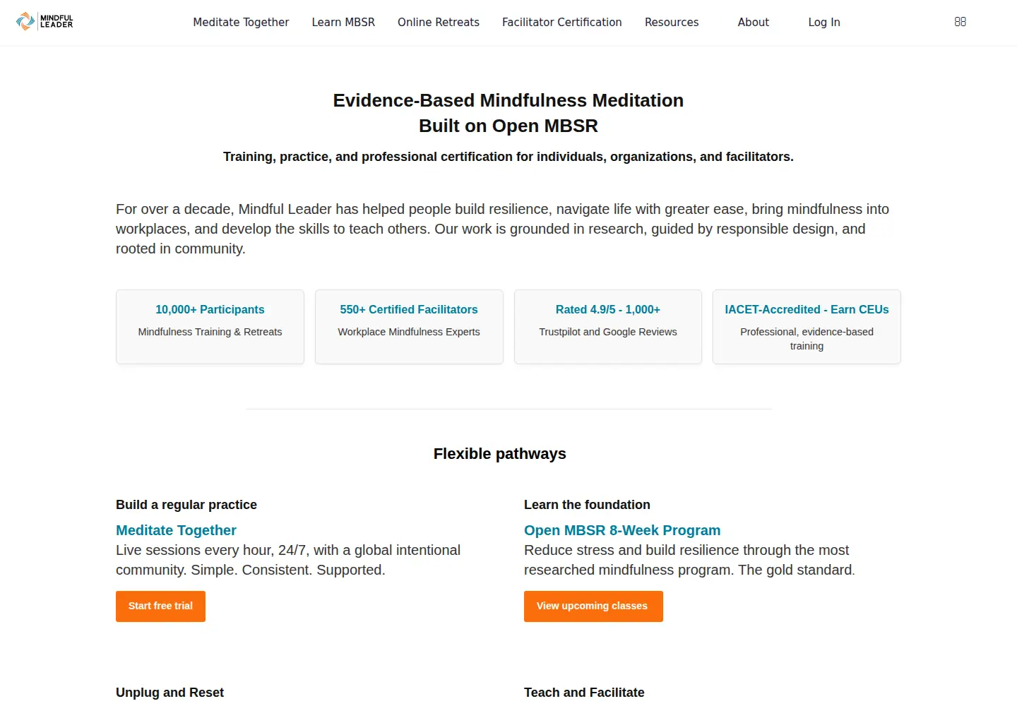 Screenshot of mindfulleader.org