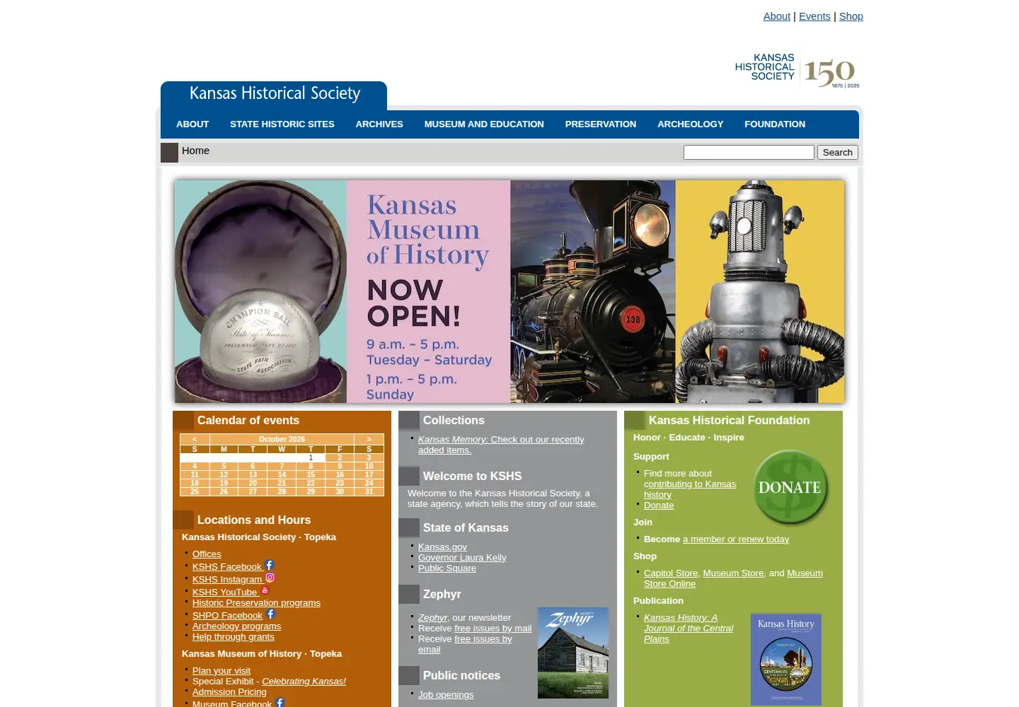 Captured homepage of kshs.org in the current scan