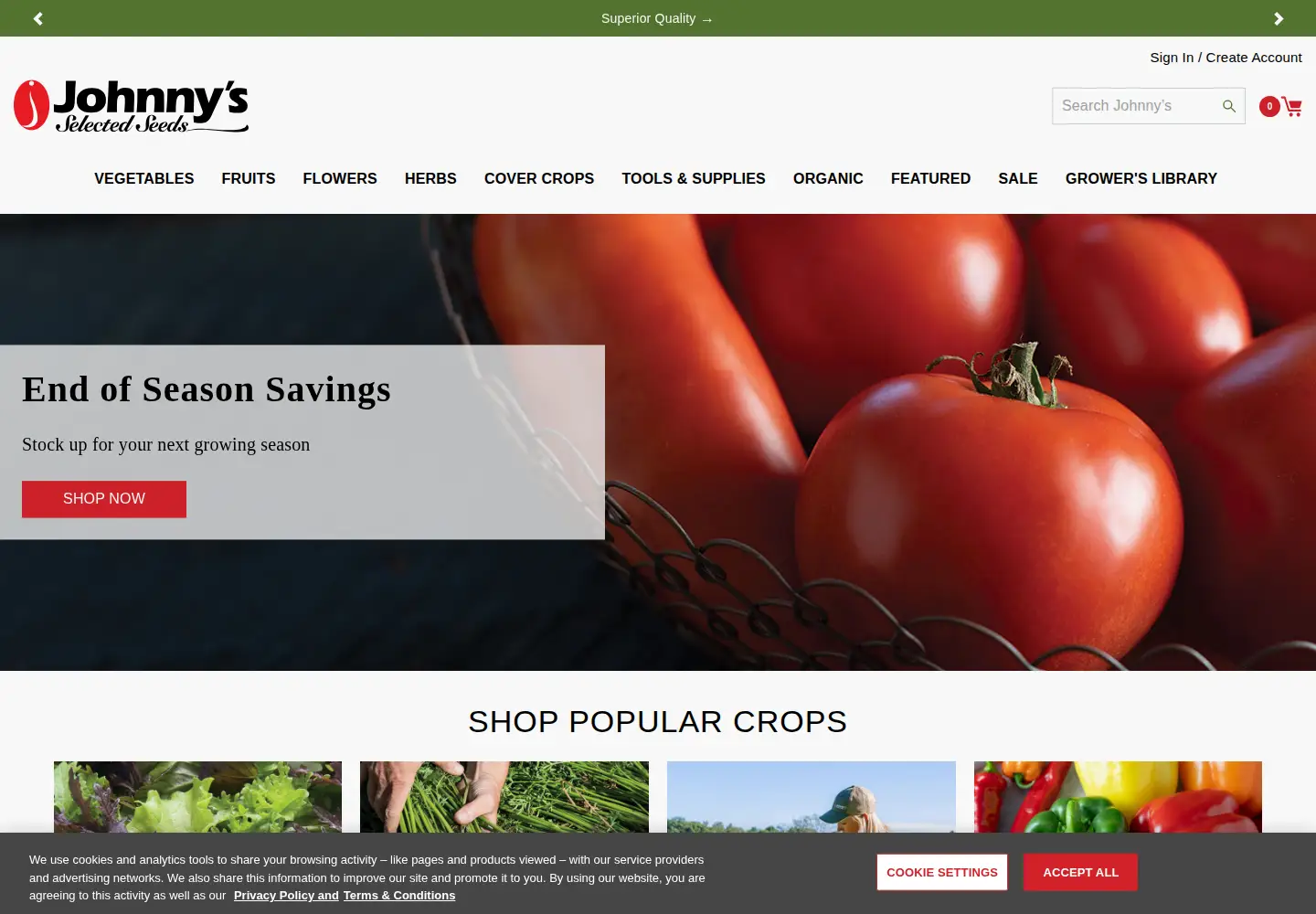 Screenshot of johnnyseeds.com