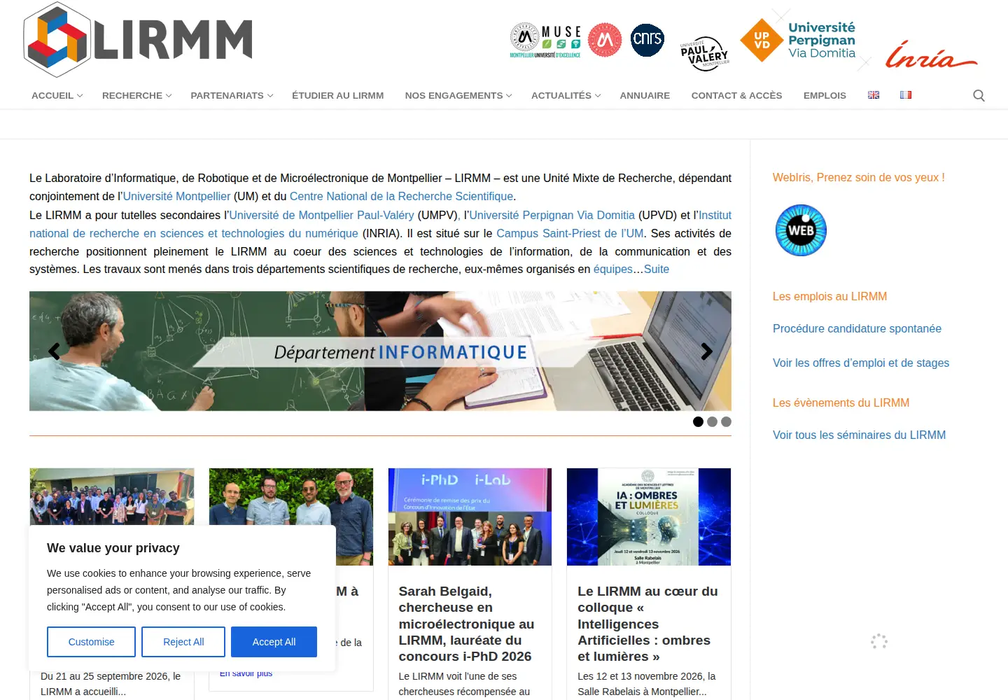 Screenshot of lirmm.fr