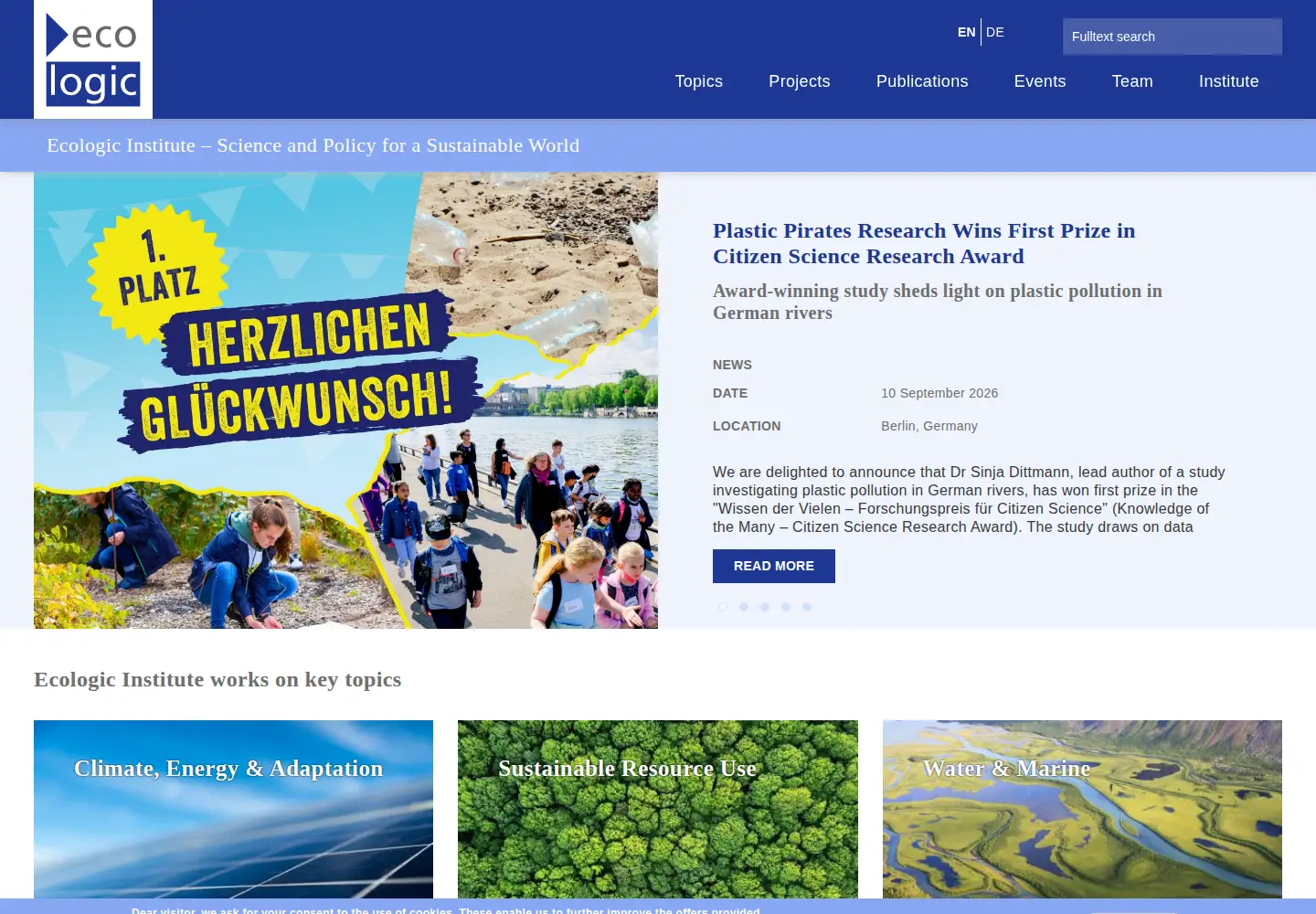 Screenshot of ecologic.eu