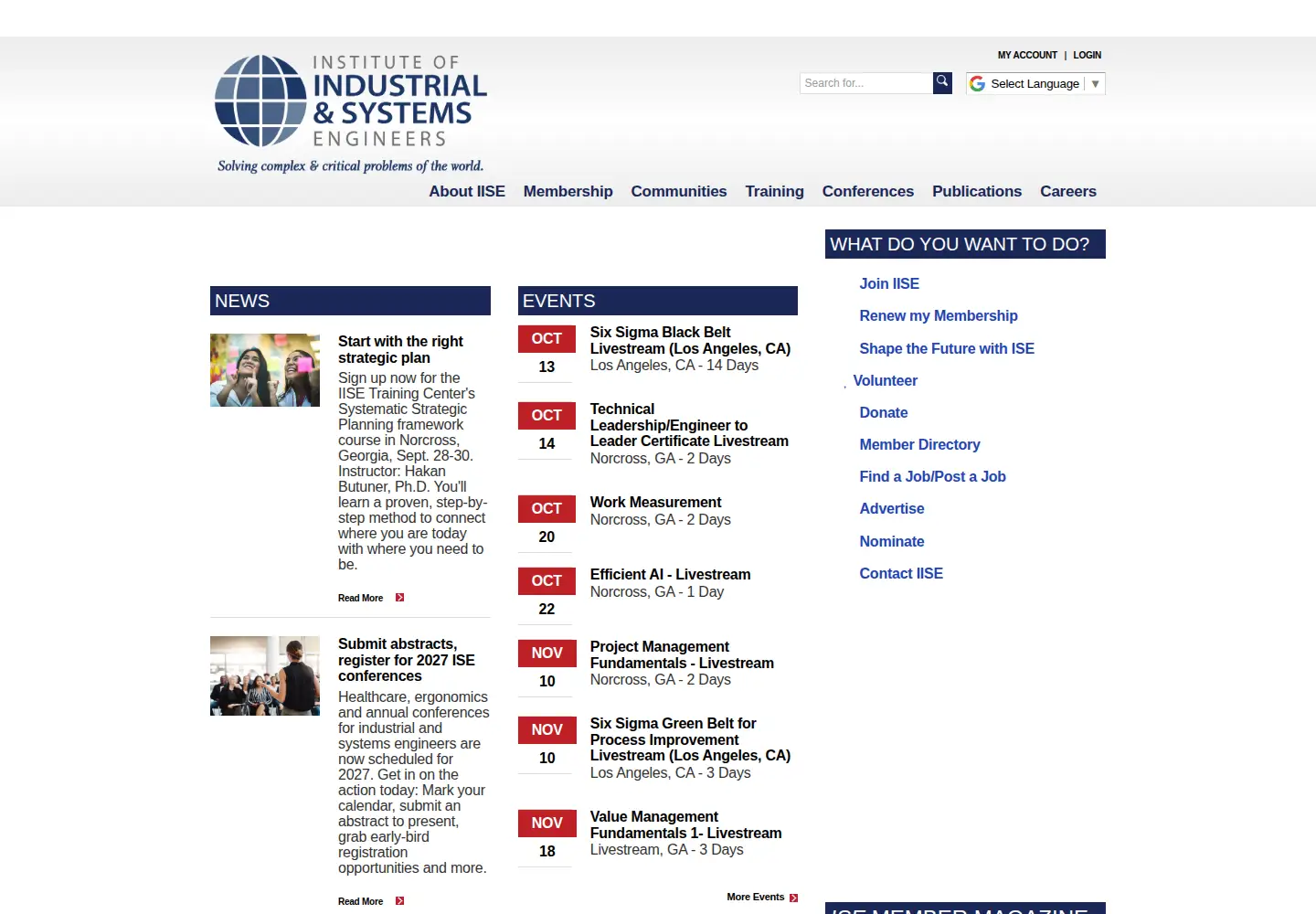 Screenshot of iise.org