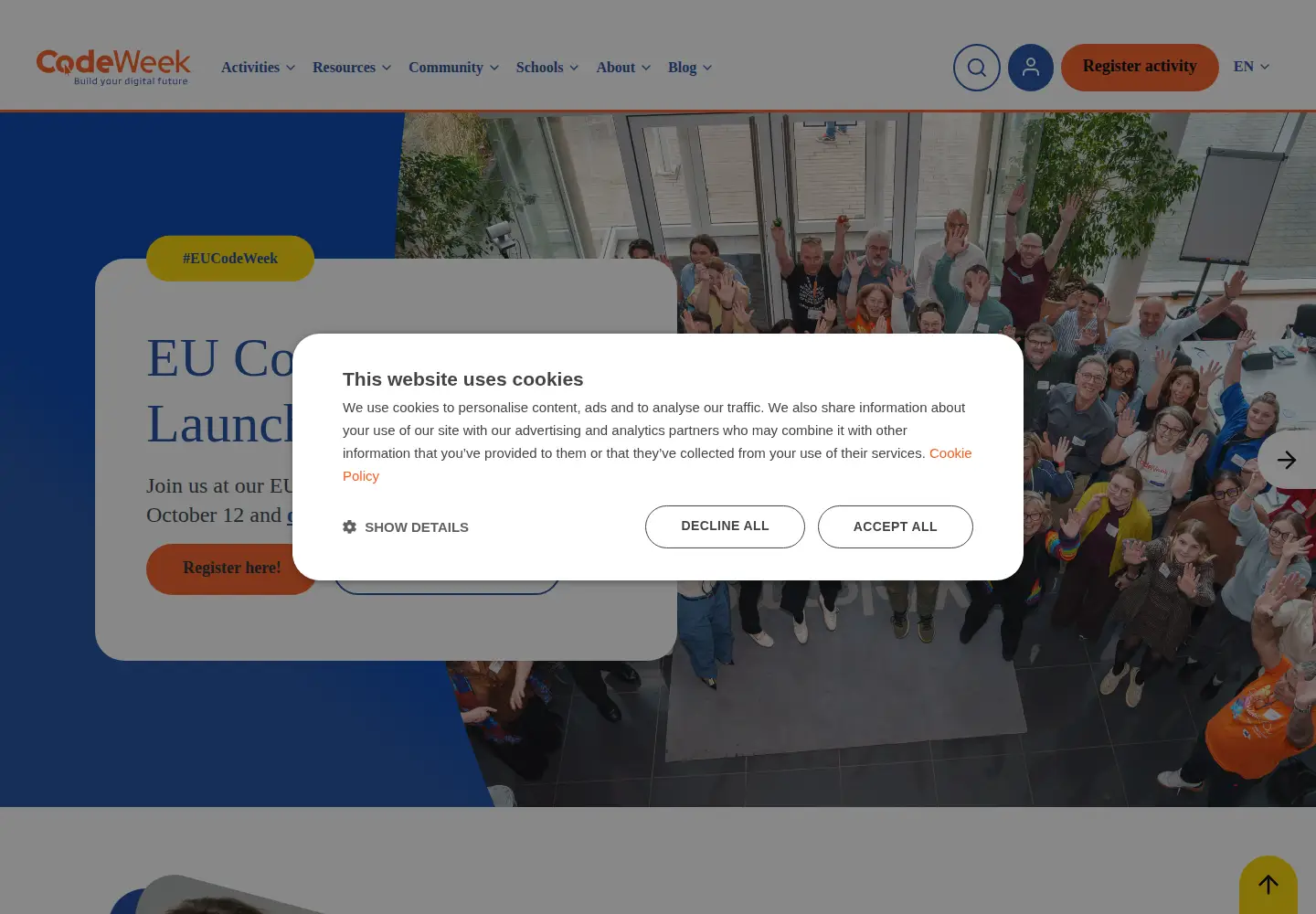 Screenshot of codeweek.eu