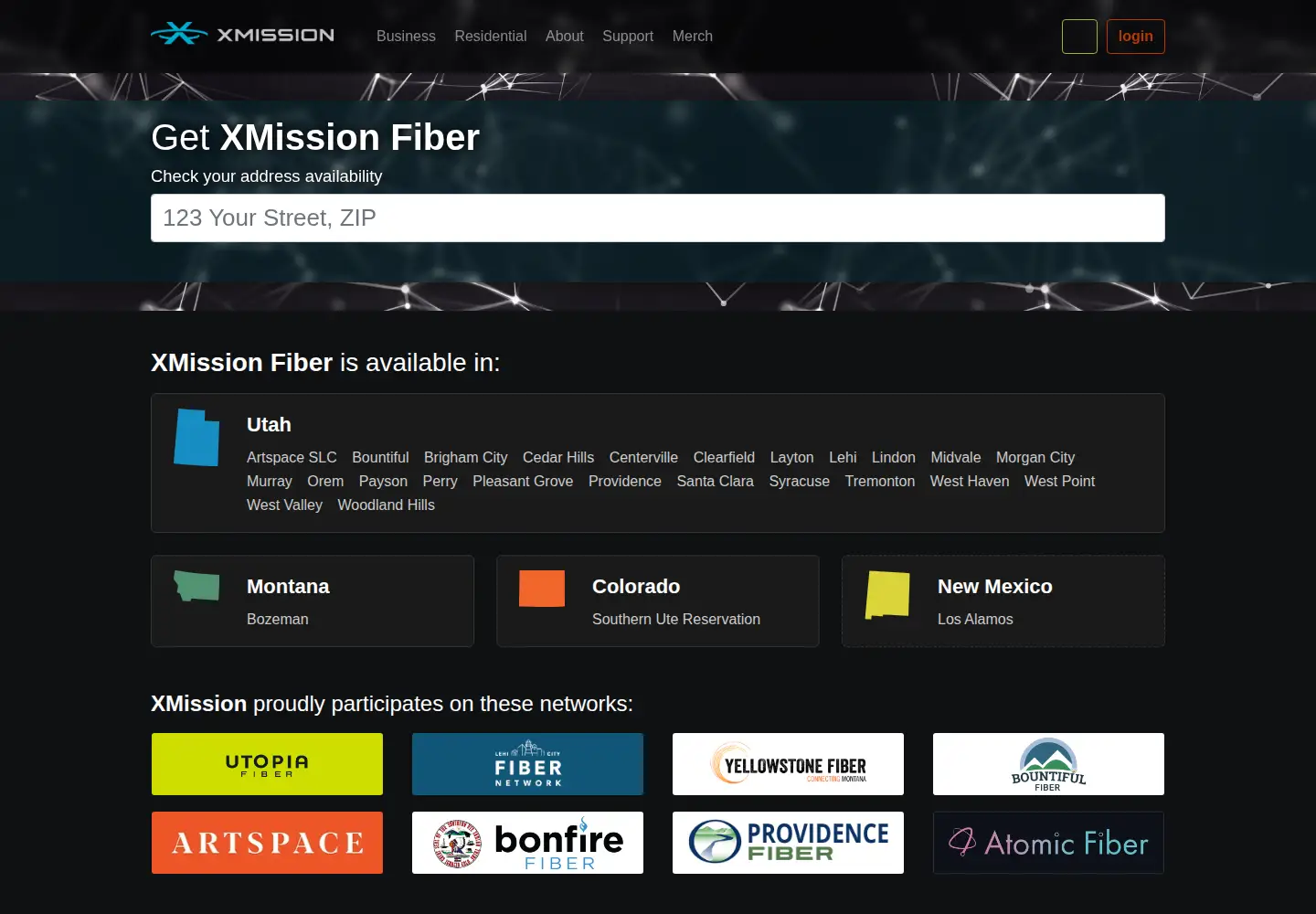 Screenshot of xmission.com