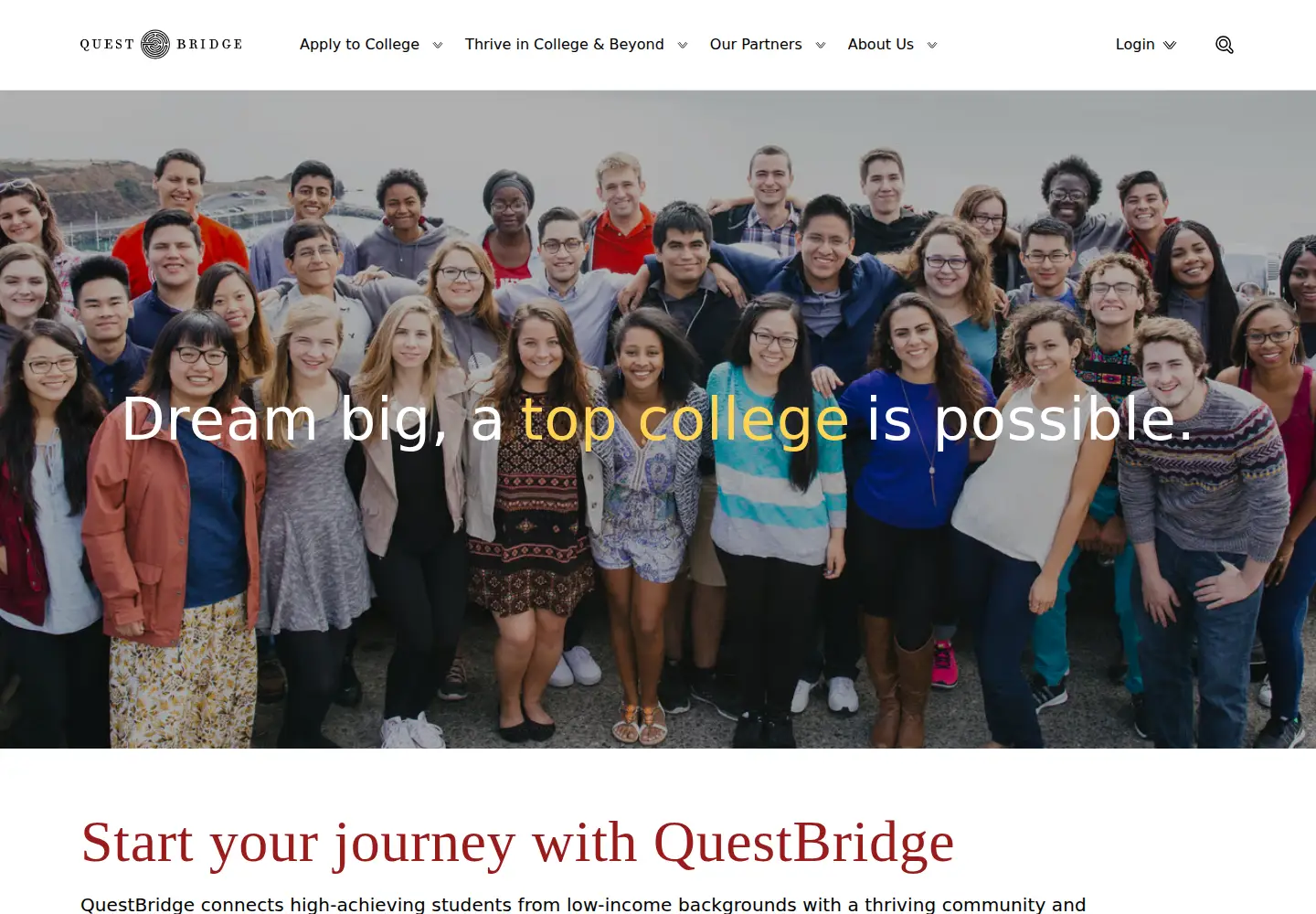 Screenshot of questbridge.org